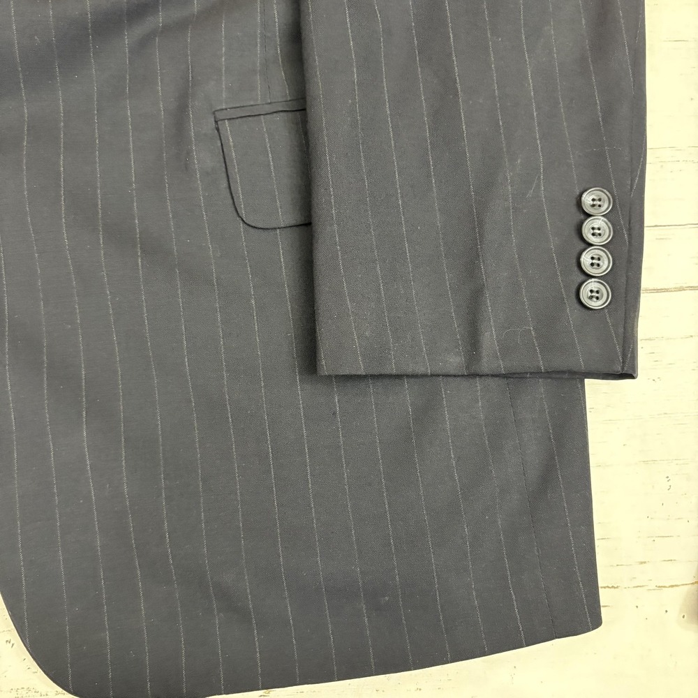 Paul Stuart Suit Mens Navy Pinstripe Wool 2 Pc Tailored In USA Lined Classic - Picture 6 of 16